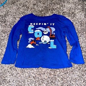 Old Navy Brand Blue Winter Theme Long Sleeve Shirt Size 3T Great Condition